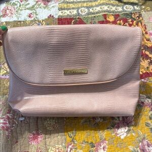 Vince Camuto Pink Cosmetic Bag with Textured Design